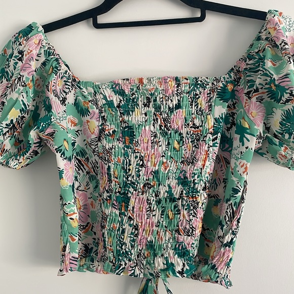 Floral smocked top, adjustable | fits like a small - Picture 3 of 4